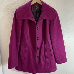 Gallery Collection Y2K Contemporary Barbiecore Magenta Wool Pea Coat Size S
